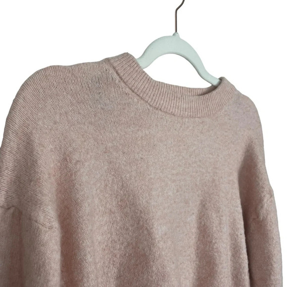 H&M Knit Crew Neck Wool Blend Pullover Sweater in Light Pink Melange Size M - Picture 6 of 9